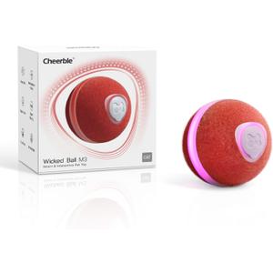 Cheerble Interactive Cat Ball Toy, Wicked Ball M3, Automatic Moving Smart Anti-Depression Pet Toy Fun Gift with Light (Red)