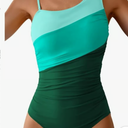 AIDONGER One Shoulder Color Block Tummy Control One Piece Swimsuit, M