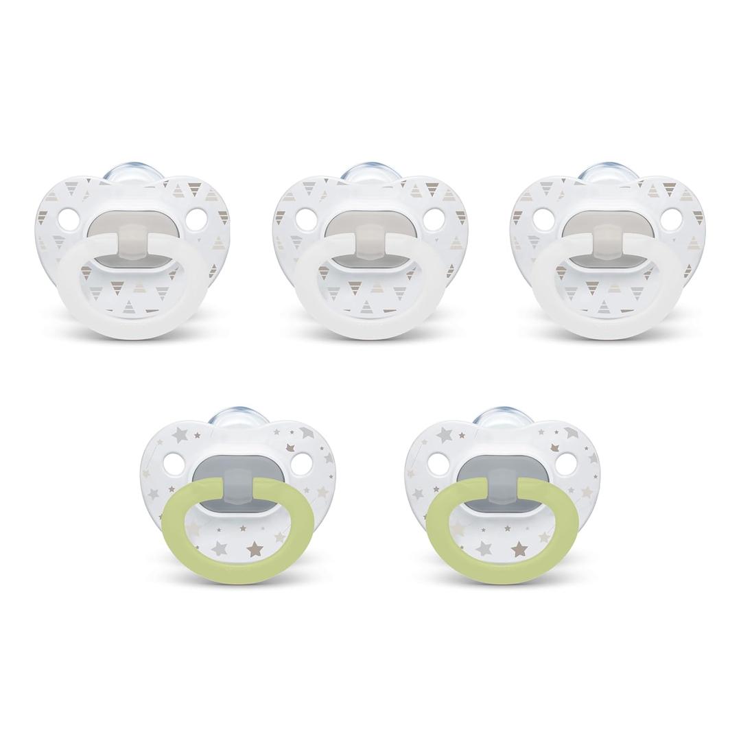 NUK Orthodontic Pacifiers, 6-18 Months, 5 Pack, Timeless Collection (Neutral)