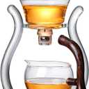 Aoheuo Glass Flower Teapot Clear Kettle Best Heat Resistant Tea Set For Office Home Table Decor (Tea-Glass crystal)
