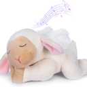 My OLi Sleepy Angel Lamb 9" Plush Sheep Stuffed Animal Plays Jesus Loves Me Soft Toy Best Bedtime Friends Gifts for Babies Kids Girls Boys (White Sleepy Lamb)