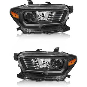 for 2016-2022 Toyota Tacoma Headlights Assembly Only Black Housing Amber Reflector Replacement Driver and Passenger Side
