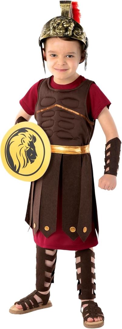 fun shack Gladiator Costume Kids Roman Soldier Boys Halloween Costume (Small)