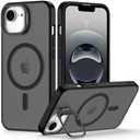 Nvollnoe for iPhone 17e Case,iPhone 16e Case Compatible with MagSafe Military Grade Shockproof Heavy Duty Protective Adjustable Kickstand Matte Semi Clear Phone Cover for iPhone 16e/17e(Black)