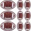 ZZXLLRO 20pcs Sequin Football Patch, Mix Size 2 Inch, 3inch White Stitches Brown Football Iron on, Embroidered Applique Sewing Patches for Clothing, Bags, Jackets, Jeans DIY Accessory Craft Decoration