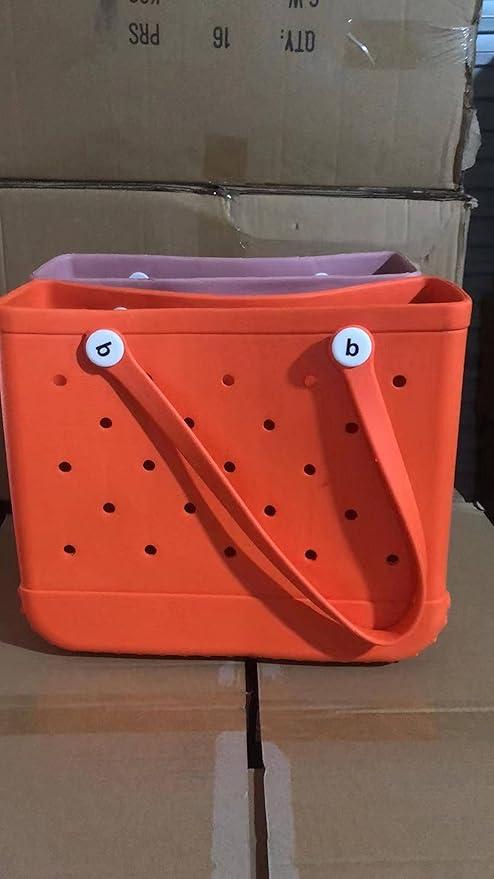 Gogo New EVA Beach Bag EVA Basket Hole Large Bag Beach Storage Bag Handbag Orange No.5