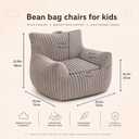 Bean Bag Chair — Plush Faux Fur Memory Foam, Ultra Soft Floor Lounger for Bedroom, Dorm, Playroom & Small Spaces (Small Stripe Grey)