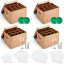 MotiMind 2 Sets Kitchen Moving Boxes with Divider Kits for Dish Glassware Wine Glass Packing with Handle Included 15 x 12 x 10 Inch Cup and Plate Box, Corrugate Dividers, Foam Pouches