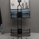 DAOYA Bathroom Shower Caddy Hanging - 3-Tier Organizer with Soap Holder & 6 Hooks for Towels, Sponge; Fits 21mm Shower Head Arm, Black