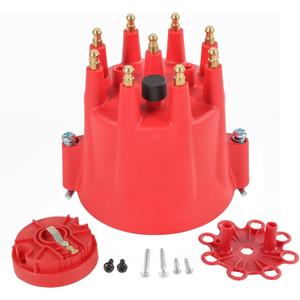 HEI Distributor Cap and Rotor Kit 84335 Replacement For Pro Billet Distributor Universal 8-Cylinder Male Pro Series Red