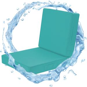Outdoor Cushions for Patio Furniture, Waterproof Outdoor Seat Cushions with Ties and Handle, 22X22 Outdoor Cushions, Outdoor Deep Seat Cushions with Removable Cover, Teal