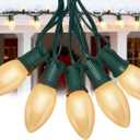 25 FT C9 Frosted Christmas Lights,Warm White Outdoor Light with 26 Bulbs(1 Spare), C9/ E17 Base,Old Fashioned Christmas Lights for Roofline, Yard, Garden, Wedding Decorations