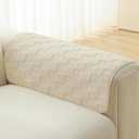 Foxdecor Fuzzy Couch Arm Covers Recliner Arm Covers, Arm Chair Covers Set of 2, Non-Slip Chair Arm Covers, Arm Rest Cover for Sofa, Armchair Slipcovers Couch Arm Protector (Cream White 20x20 inch)