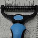 Docrok Pet Grooming Combo - Blue Deshedding Brush with Metal Comb for Detangling and Dematting Long, Matted Fur on Cats and Dogs