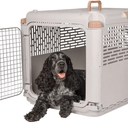 SportPet Designs Collapsible Medium Pet Travel Carrier (Tan), Hard-Sided Kennel for Medium Dogs, Puppies, Cats, Kittens, Animals up to 50lbs, Washable Home & Outdoor Pet Crate, 30.6"L x 22"W x 23.25"H