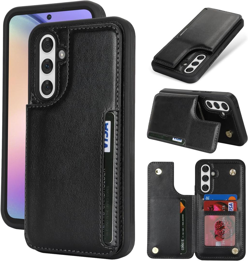 iCoverCase Compatible with Samsung Galaxy A54 5G Case with Card Holder, A54 5G Wallet Case for Women Men [RFID Blocking] PU Leather Protective Phone Case for A54 5G (Black)