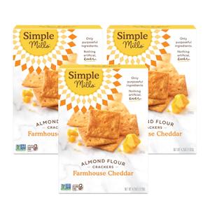 Simple Mills Almond Flour Crackers, Farmhouse Cheddar - Gluten Free, Healthy Snacks, 4.25 Ounce (Pack of 3) (EXP 02/17/26)