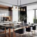 KSANA Chandeliers for Dining Room, 2 Light Linear Chandelier Modern Farmhouse Kitchen Island Light with Seeded Glass Pool Table Light for Kitchen, Dining Room, Living Room