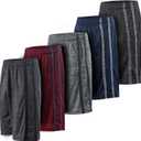 5 Pack: Men's Dry-Fit Sweat Resistant Active Athletic Performance Shorts (L)