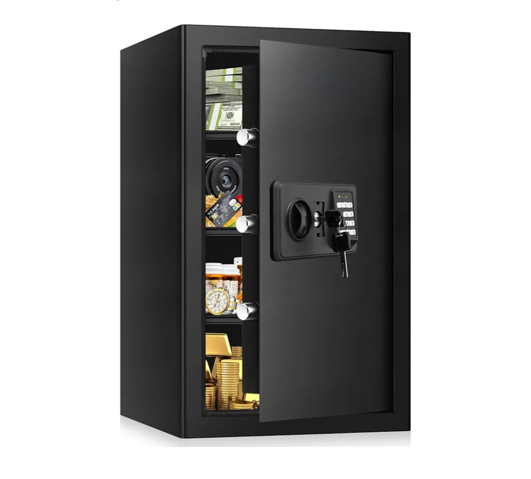 5.0 Cub Large Home Safes Fireproof Wterproof, Anti-theft Fireproof Safe with Programmable Keypad, Spare Keys and Alarm Systerm, Digital Home Security Safe Box for Document Money Medicines