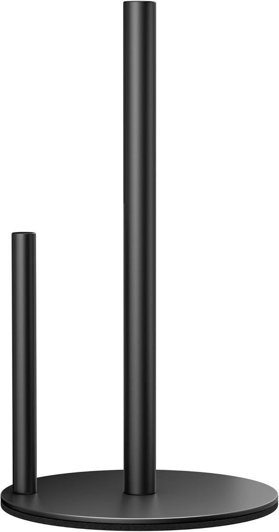 Black Paper Towel Holder Stand for Kitchen Countertop and Bathroom, Stainless Steel Kitchen Upright Paper Towel Holder for Large and Standard Rolls(Matte Black)