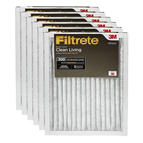 Filtrete Clean Living Basic Dust AC Furnace Air Filter, MPR 300, 14 x 30 x 1-Inches (Pack of 6)