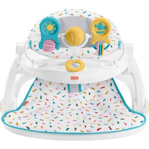 Fisher-Price Portable Baby Chair Deluxe Sit-Me-Up Floor Seat with Snack Tray, Rainbow Sprinkles