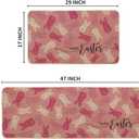 Artoid Mode Pink Bunny Happy Easter Kitchen Mats Set of 2, Home Seasonal Spring Easter Holiday Holiday Party Floor Mat - 17x29 and 17x47 Inch