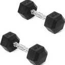 Fitvids Hex Rubber Coated Dumbbells Hand Weights Pairs for Exercises and Fitness and Home Gym, Pairs