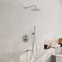 Boyel Living Shower Faucet Set with Tub Spout 10 Inches Round Rain Shower Head, Chrome 3-Function Wall Mount High Pressure Bath Tub Faucet Set with Rough-in Valve