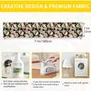 Pink Rose Skull Table Runner Dresser Scarves Seasonal Linen Tablerunner for Indoor Outdoor Kitchen Home Party Holiday Dining Table Decor 13 X 70 Inch