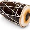 Wooden Dholak Drum, Adjustable Indian Hand Percussion Instrument, 14 Inch