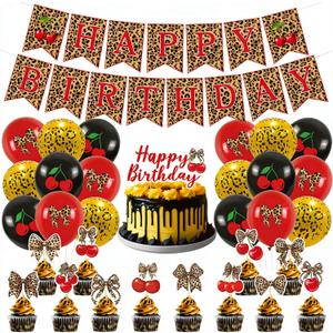 Cheetah Print Balloons Kit - Complete Leopard Birthday Decorations Set with Banner, Red Black Gold Balloons for Women Bachelorette, Jungle Safari Animal Theme Party Supplies