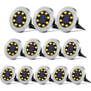 Solar Lights Outdoor Waterproof 12Pack, Solar Garden Lights Pathway Light Bright In-Ground Light Landscape Lighting Outdoor Garden Decor for Yard, Patio, Driveway, Walkway Warm Light