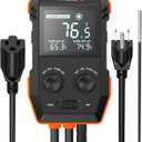 WH2408 Temperature Controller 10A 1200W, Digital Thermostat Controlled Outlet Plug Switch for Reptile Terrarium Greenhouse Homebrew Aquarium Seedling Mat, Heating or Cooling Mode (Pack of 1)