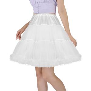CHERRY LOVE 18inch Petticoat Mid-Thigh Underskirt Princess Puffy Mini Skirt (Small-Medium, Ivory)