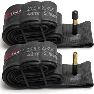 Fincci 27.5 x 2.1/2.2/2.3/2.35/2.4/2.5/2.6 Inch Bike Inner Tube  48mm Schrader Valve  Butyl Rubber  Fits Mountain & Hybrid Bikes  Pack of 2