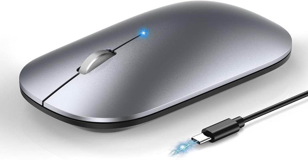 TECKNET Bluetooth Mouse for MacBook, [ USB + BT5.0 + BT3.0 ] Rechargeable Wireless Mouse, Silent Click, 4-Level DPI, Portable Computer Mice for MacBook/MacBook Air/Pro/iPad/Laptop/Android/Windows