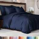 Duvet Cover Cal King Size - Extra Soft Cal King Size Duvet Cover - Lightweight, Breathable, Easy Care & Fade Free w/Zipper Closures & Ties - 104" x 98" Inches - (Navy Blue) Comforter Not Included