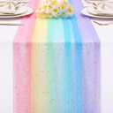 4 Pcs Rainbow Tulle Table Runner 29 x70 inch Colorful Lace Table Runner Pastel Iridescent Decor for Home Kitchen Garden Party Unicorn Birthday Baby Shower Wedding Bridal Shower Decor