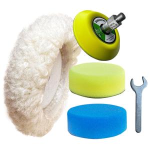 6 Pcs Buffing Polishing Kit for Milwaukee M12 Polisher/Sander,Includes M9 to 5/16"-24 Adapter, 3" Backing Pad, Sponge and Wool Buffing Pads