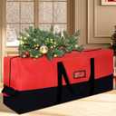 Heavy Duty Christmas Tree Storage Bag for Trees Up to 9ft – Waterproof, 600D Durable Zipper & Handles, Holiday Storage Solution (Black&Red)