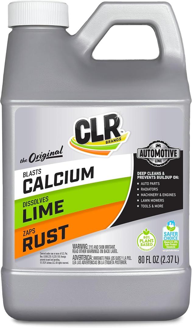 CLR Brands Automotive Calcium, Lime & Rust Remover, Cleaner for Multiple Surfaces, EPA Safer Choice Certified, Ammonia, Phosphate and Bleach Free Cleaner, 80 Oz