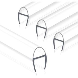 Frameless Shower Door Seal Strip 4 Pack x 39 Inch U for 3/8" Thick Glass Shower Door Side Seal Strip Bottom Seal Door Sweep, Ultra Clear Polycarbonate, Stop Shower Leaks Create A Water Barrier