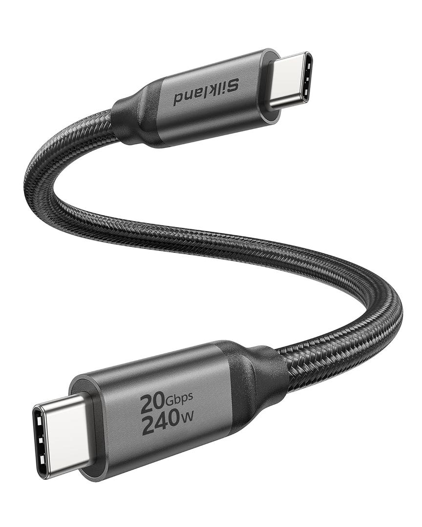 Silkland USB C 3.2 Gen 2x2 Cable, 20Gbps USB C High Speed Data Transfer, 5K/4K 60Hz USBC Monitor Cord, 240W PD Fast Charging, Type C 3.1 Cable Compatible for SSD, Hub, Dock, eGPU, 1.6FT
