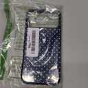 Case for iPhone 17 Pro Max, Glossy Hybrid 2-Layer Hard Shell, Aesthetic Scratch Resistant Cover, Navy Blue Polka Dot