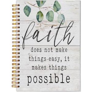 Christian Things Does Not Make Things Easy Motivational Eucalyptus Leaf Lined Spiral Journal Notebook 8.35.5 Inches Hardcover College Ruled Notebook Journal for Work Note Taking Journaling