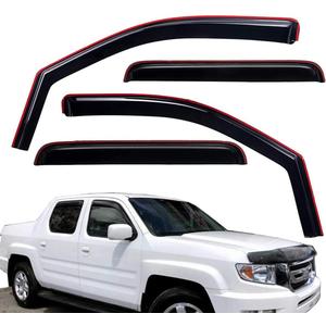 Lightronic WV194832 in-Channel Side Window Visor Deflector Rain Guard, Dark Smoke, 4-Pieces Set, Fits 2006-2014 Honda Ridgeline, Crew Cab Pickup, Truck Exterior Accessories