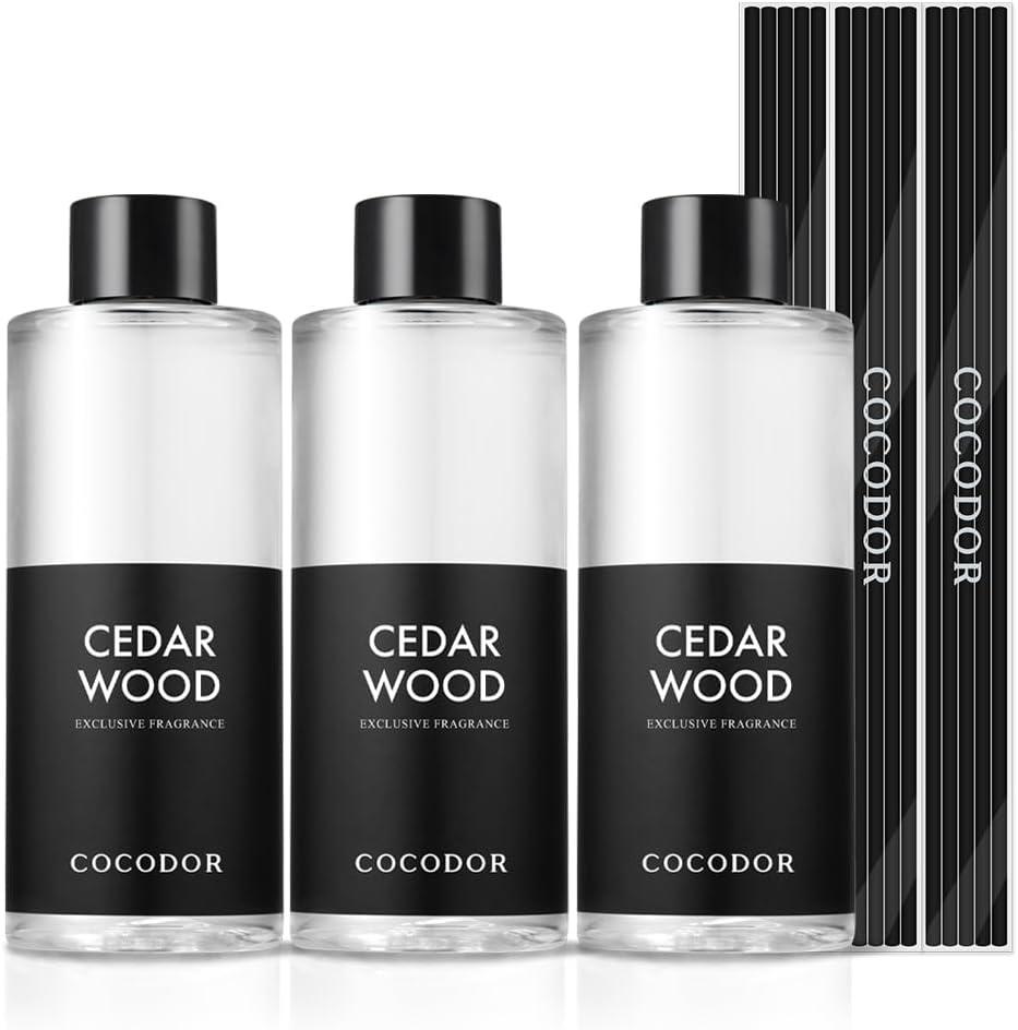 Cocod'or COCODOR Reed Diffuser Oil Refill/Cedar Wood /200ml / 3 Pack/Aromatherapy, Home Fragrance, Scented Oils, Oils for Reed Diffuser, Bathroom Home Decor (6.7 Ounce (Pack of 3))