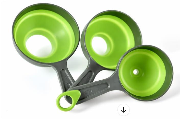 2 x Collapsible Funnel Set of 3 Food Grade Silicone Canning Funnels for Kitchen Use Wide & Regular Mouth Mason Jars, Large and Small Funnels for Bottles, Jam, Oil, Spices, and Liquid Transfer
